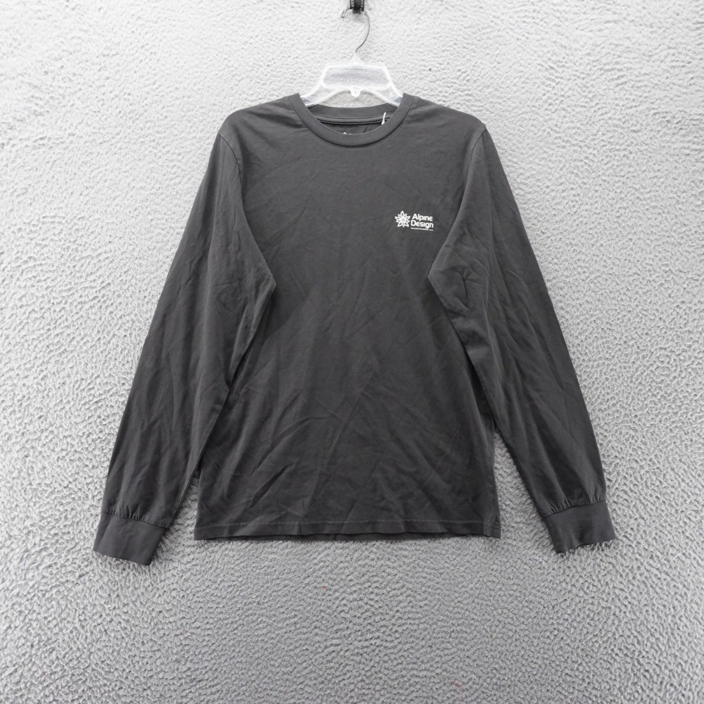 Alpine Design Mens Graphic Long Sleeve‎ TShirt Medium Black Organic Cotton NWT